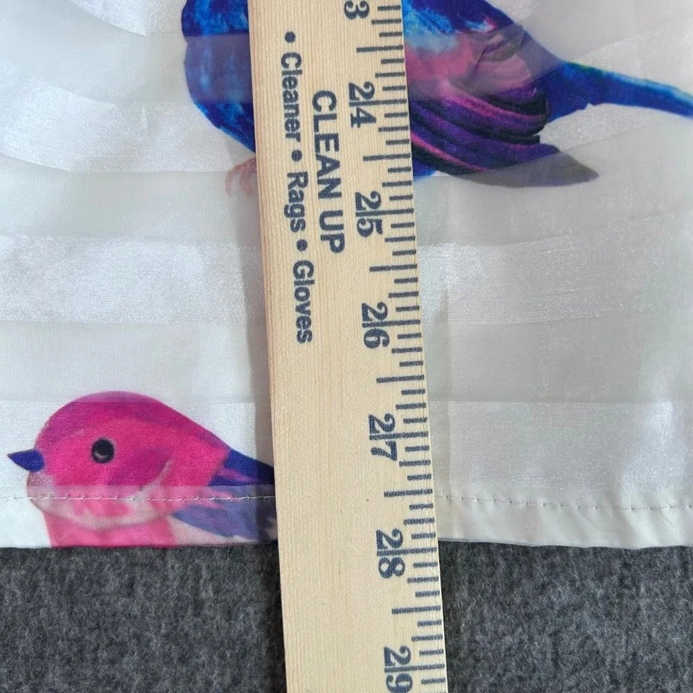 Chicwish White Bird Print Pleated Midi Skirt Small Colorful Whimsical A-Line